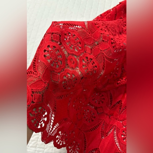 NWT Umgee Summer Vibrant Red Lace Blouse in Size S - Picture 12 of 12